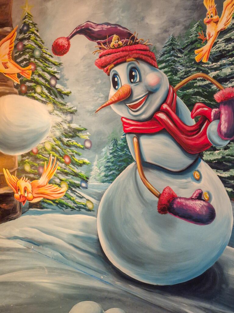 3D壁画の雪だるま